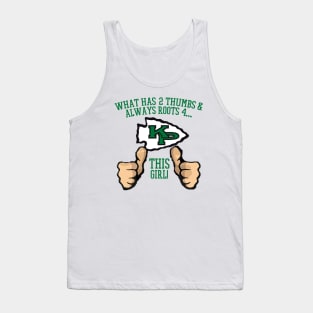 What has 2 thumbs and roots for King Philip, THIS GIRL Tank Top